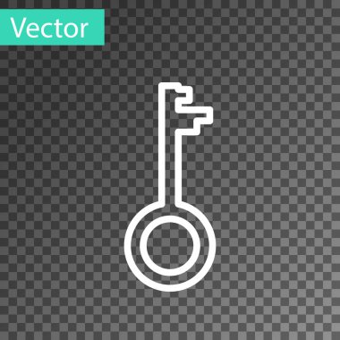 Beyaz çizgi Eski anahtar simgesi şeffaf arkaplanda izole edildi. Vektör İllüstrasyonu