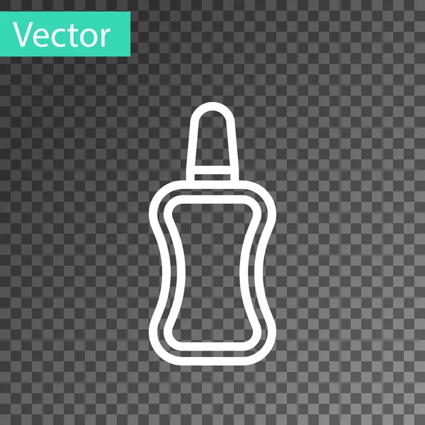 Línea blanca Icono de la botella de esmalte de uñas aislado sobre fondo transparente. Ilustración vectorial — Vector de stock