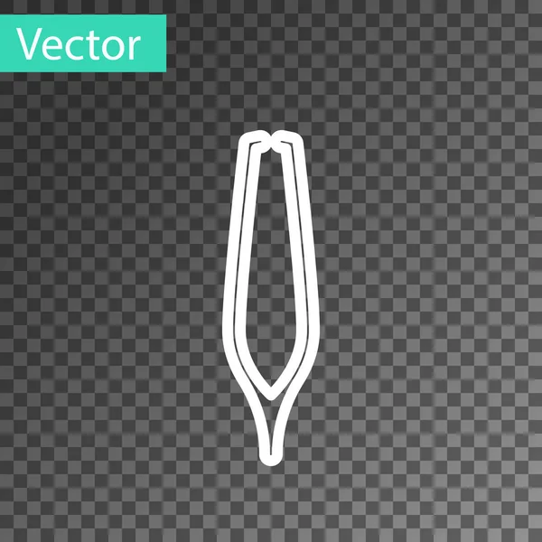 Icona delle pinzette sopracciglia linea bianca isolata su sfondo trasparente. Pinzette cosmetiche per peli incarniti. Illustrazione vettoriale — Vettoriale Stock