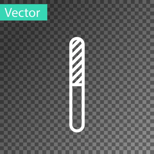 Weiße Linie Nagelfeile Symbol isoliert auf transparentem Hintergrund. Maniküre-Werkzeug. Vektorillustration — Stockvektor