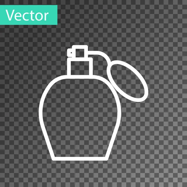 Weiße Linie Parfüm-Symbol isoliert auf transparentem Hintergrund. Vektorillustration — Stockvektor