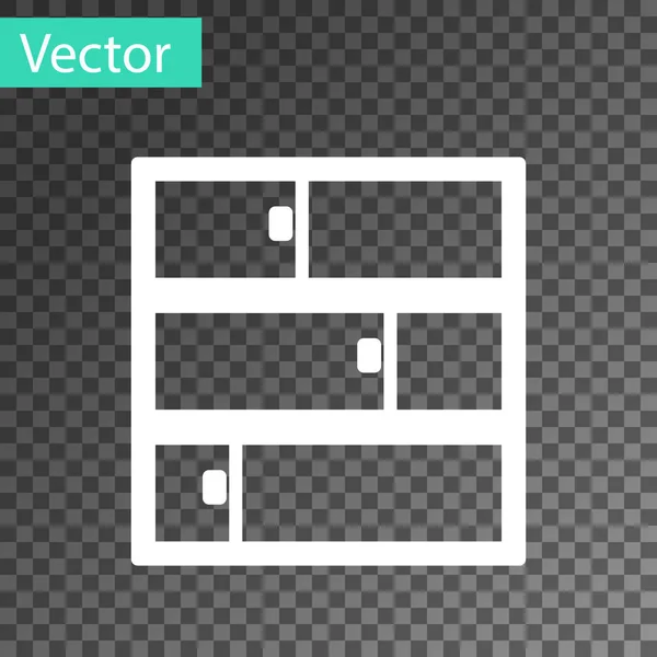 Biała ikona półki izolowana na przezroczystym tle. Tabliczka z półkami. Ilustracja wektora — Wektor stockowy