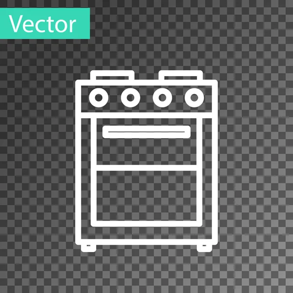 White line Oven icon isolated on transparent background. Stove gas oven sign. Vector Illustration — Stock Vector