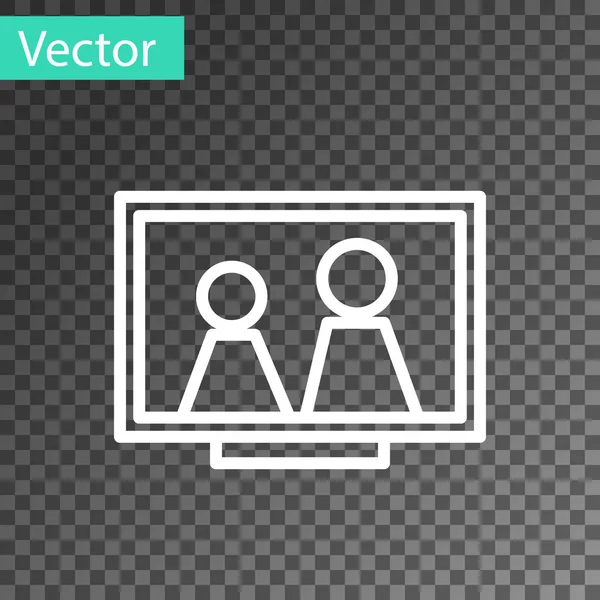 Línea blanca Cuadro en el icono de la mesa aislado sobre fondo transparente. Ilustración vectorial — Vector de stock