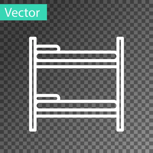 Weiße Linie Etagenbett-Symbol isoliert auf transparentem Hintergrund. Vektorillustration — Stockvektor