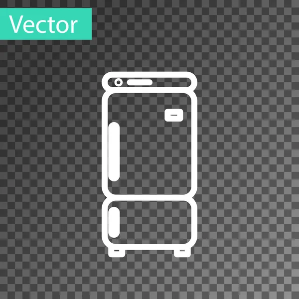 Linha branca ícone Frigorífico isolado em fundo transparente. Frigorífico congelador geladeira. Tecnologia doméstica e electrodomésticos. Ilustração vetorial —  Vetores de Stock