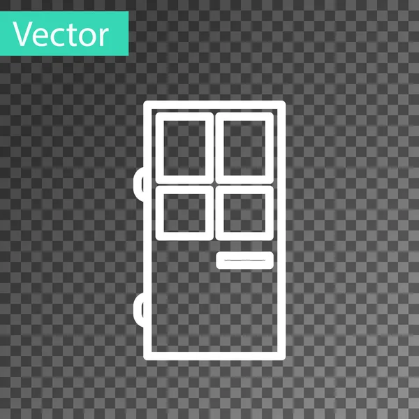 Weiße Linie geschlossen Tür Symbol isoliert auf transparentem Hintergrund. Vektorillustration — Stockvektor