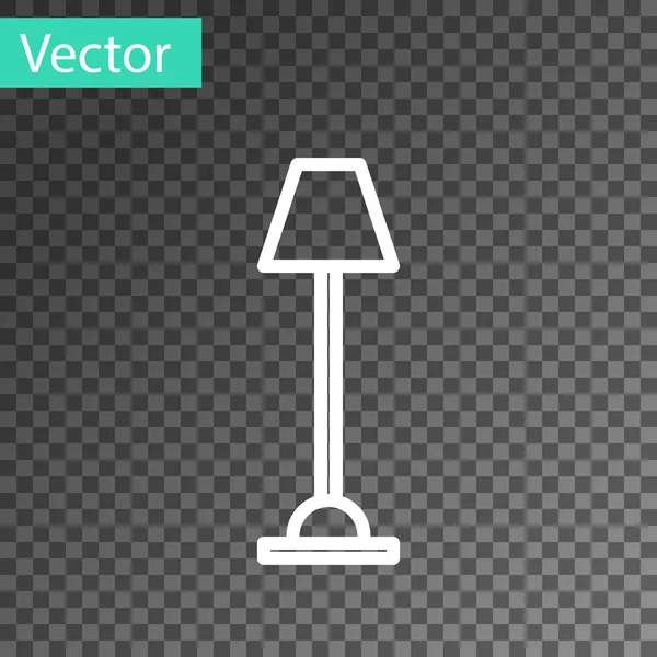 Línea blanca Icono de lámpara de pie aislado sobre fondo transparente. Ilustración vectorial — Vector de stock