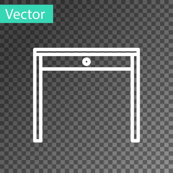 Linha branca Ícone de mesa de madeira isolado em fundo transparente. Ilustração vetorial — Vetor de Stock