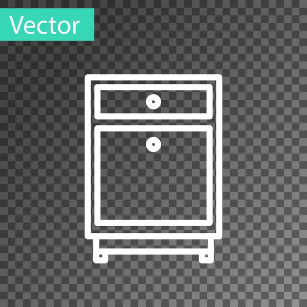 Linha branca Ícone de mesa de cabeceira de móveis isolado em fundo transparente. Ilustração vetorial — Vetor de Stock