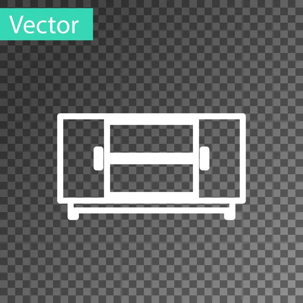 Fehér vonal Tv asztal stand ikon elszigetelt átlátszó háttérrel. Vektorillusztráció — Stock Vector