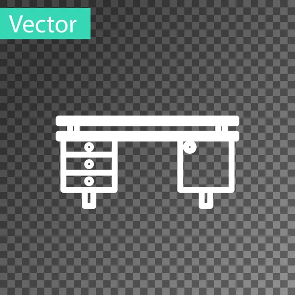 Linha branca Ícone de mesa do Office isolado em fundo transparente. Ilustração vetorial —  Vetores de Stock