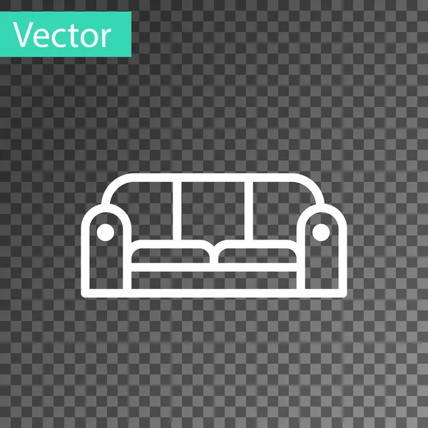 Línea blanca Sofá icono aislado sobre fondo transparente. Ilustración vectorial — Vector de stock