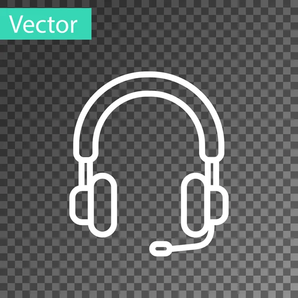Weiße Linie Kopfhörer-Symbol isoliert auf transparentem Hintergrund. Kopfhörer. Konzept zum Hören von Musik, Service, Kommunikation und Bedienung. Vektorillustration — Stockvektor