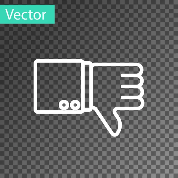 Línea blanca Icono de desagrado aislado sobre fondo transparente. Ilustración vectorial — Vector de stock