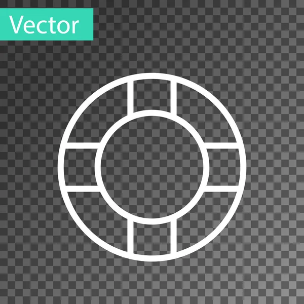 Ligne blanche Icône de bouée de sauvetage isolée sur fond transparent. Symbole de ceinture de sauvetage. Illustration vectorielle — Image vectorielle