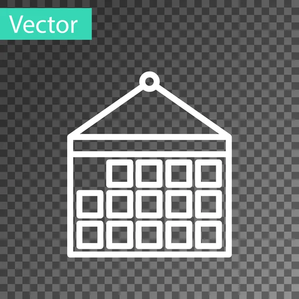 Weiße Linie Kalendersymbol isoliert auf transparentem Hintergrund. Erinnerungssymbol. Vektorillustration — Stockvektor