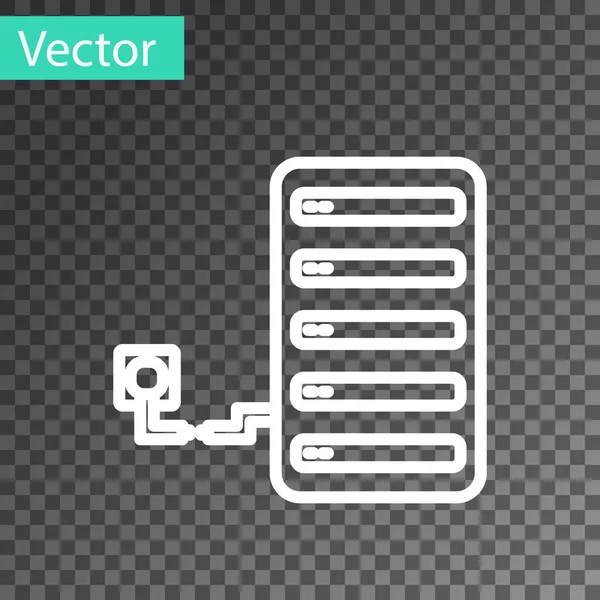 Weiße Linie Server-Symbol isoliert auf transparentem Hintergrund. Anpassung App, Servicekonzept, Einstellungsmöglichkeiten, Wartung, Reparatur, Reparatur. Vektorillustration — Stockvektor