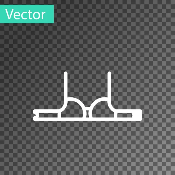 Linha branca ícone de sutiã isolado em fundo transparente. Roupa interior de mulher. Ilustração vetorial — Vetor de Stock