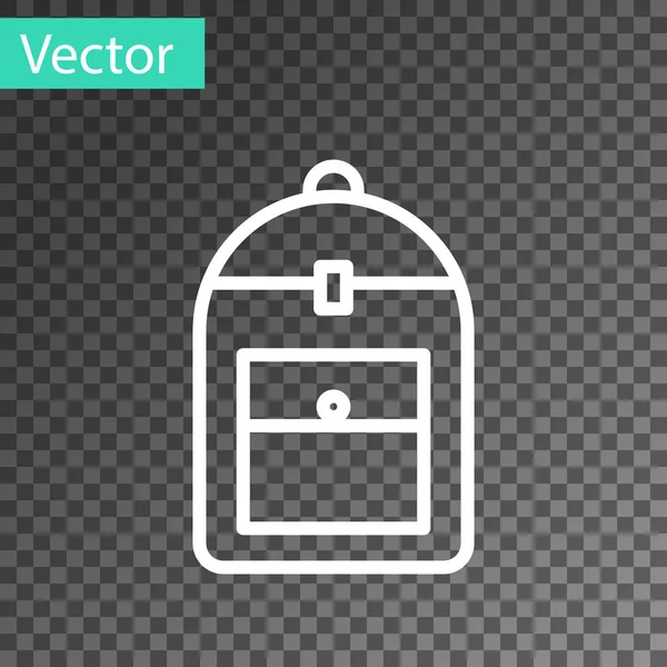 Weiße Linie Rucksack-Symbol isoliert auf transparentem Hintergrund. Vektorillustration — Stockvektor