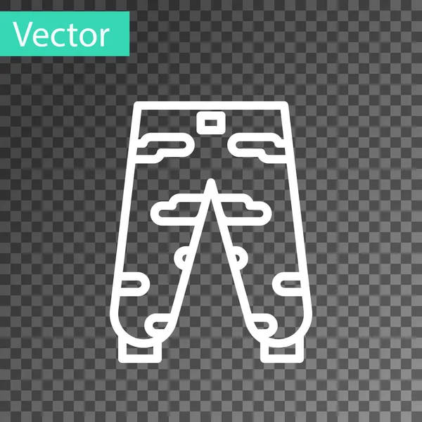 Linha branca Camuflagem calças de carga ícone isolado no fundo transparente. Ilustração vetorial — Vetor de Stock