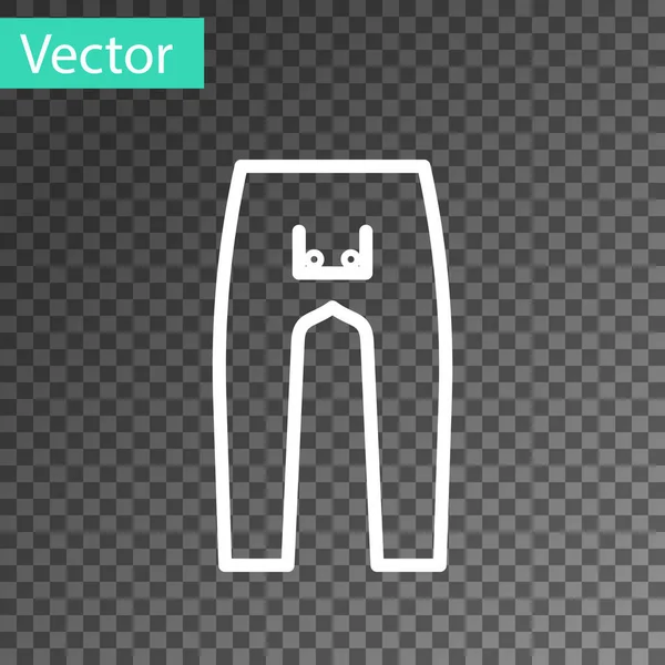 Icono de Pantalones de línea blanca aislado sobre fondo transparente. Ilustración vectorial — Vector de stock