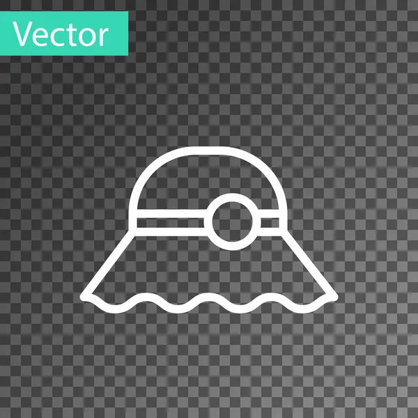 Weiße Linie elegante Frauen Hut Symbol isoliert auf transparentem Hintergrund. Vektorillustration — Stockvektor