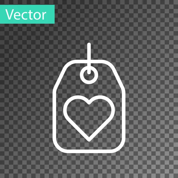 Línea blanca Icono de etiqueta del corazón aislado sobre fondo transparente. Símbolo de amor. Símbolo de San Valentín. Ilustración vectorial — Vector de stock