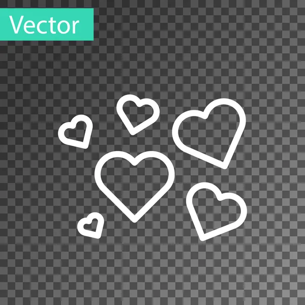 Línea blanca Icono del corazón aislado sobre fondo transparente. Símbolo romántico vinculado, unirse, pasión y boda. Símbolo de San Valentín. Ilustración vectorial — Vector de stock