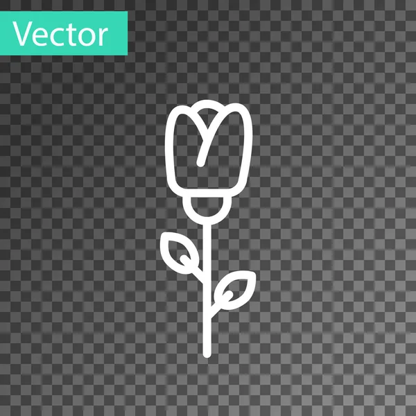 Línea blanca Flor rosa icono aislado sobre fondo transparente. Ilustración vectorial — Vector de stock