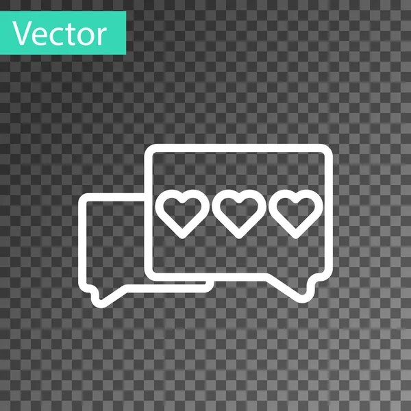 Línea blanca Icono Like y corazón aislado sobre fondo transparente. Contra Notificación Icono. Seguidor Insta. Ilustración vectorial — Vector de stock