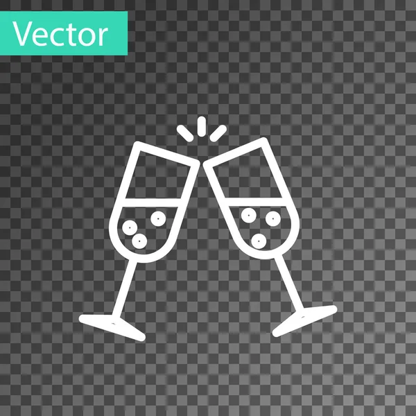 Weiße Linie Glas Champagner-Symbol isoliert auf transparentem Hintergrund. Vektorillustration — Stockvektor