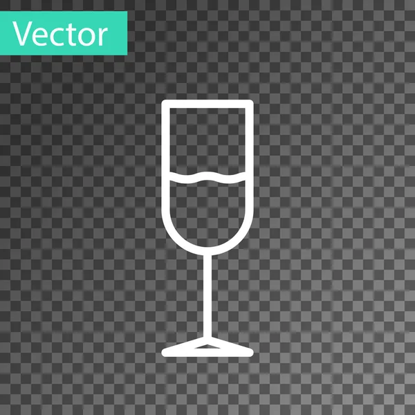 Ligne blanche icône en verre de vin isolé sur fond transparent. icône de verre à vin. Symbole de gobelet. Panneau verrerie. Illustration vectorielle — Image vectorielle