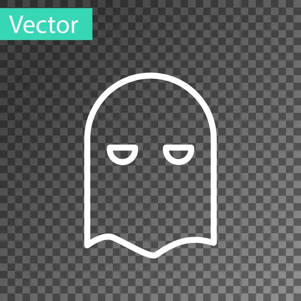 White line Executioner mask icon isolated on transparent background. Hangman, torturer, executor, tormentor, butcher, headsman icon. Vector Illustration — Stock Vector