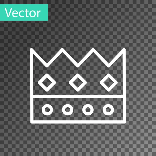 Icono de corona King línea blanca aislado sobre fondo transparente. Ilustración vectorial — Vector de stock