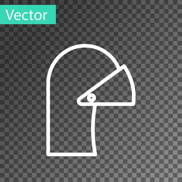 Línea blanca Casco de hierro medieval para la cabeza icono de protección aislado sobre fondo transparente. Ilustración vectorial — Vector de stock