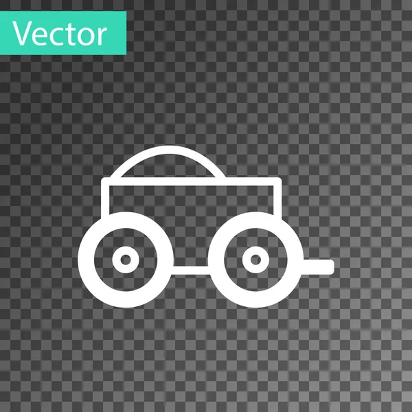 Vit linje Trä fyra hjul vagn med hö ikon isolerad på transparent bakgrund. Vektor Illustration — Stock vektor