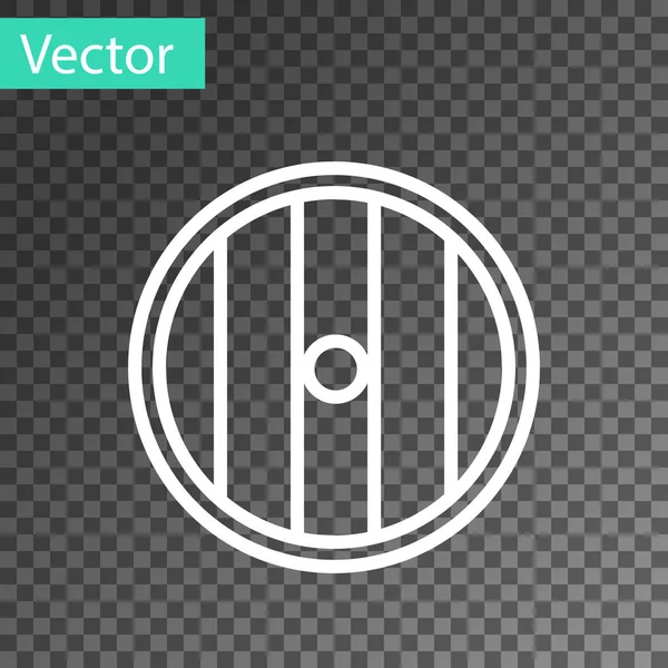 Linea bianca Icona rotonda in legno isolata su sfondo trasparente. Sicurezza, protezione, protezione, privacy, concetto di guardia. Illustrazione vettoriale — Vettoriale Stock