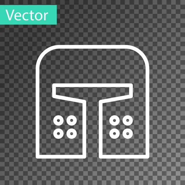 Ligne blanche Casque en fer médiéval pour icône de protection de la tête isolé sur fond transparent. Illustration vectorielle — Image vectorielle