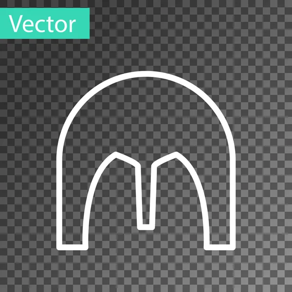 Weiße Linie mittelalterlichen Eisenhelm für Kopfschutz Symbol isoliert auf transparentem Hintergrund. Vektorillustration — Stockvektor