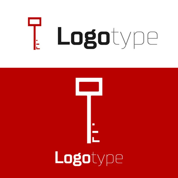 Röd Pirat nyckel ikon isolerad på vit bakgrund. Mall för logotyp. Vektor Illustration — Stock vektor