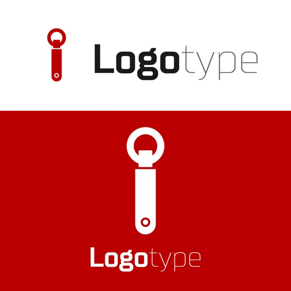 Icono del abrebotellas rojo aislado sobre fondo blanco. Elemento de plantilla de diseño de logotipo. Ilustración vectorial — Vector de stock
