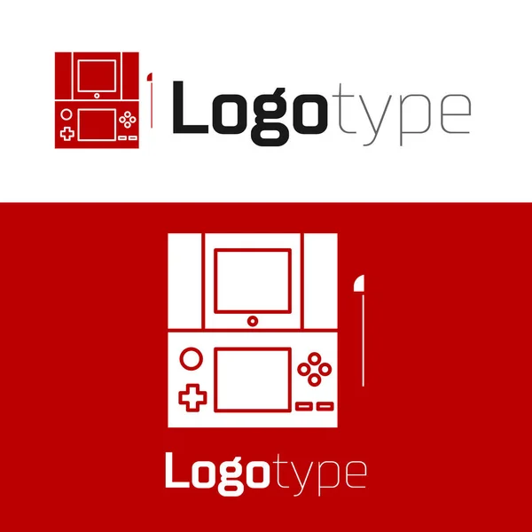 Red Portable icono de la consola de videojuegos aislado sobre fondo blanco. Señal de mando. Concepto de juego. Elemento de plantilla de diseño de logotipo. Ilustración vectorial — Archivo Imágenes Vectoriales