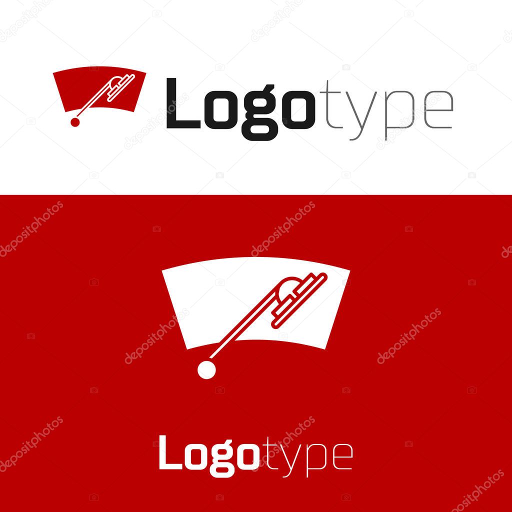 Red Windscreen wiper icon isolated on white background. Logo design template element. Vector Illustration