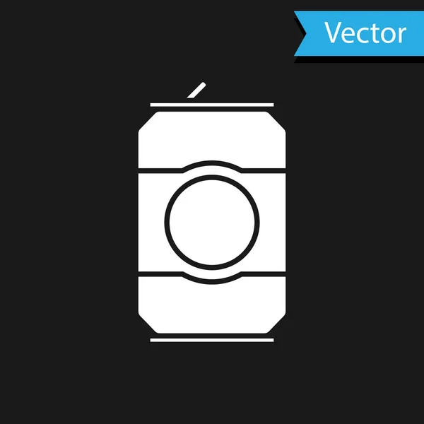Icône de canette de bière blanche isolée sur fond noir. Illustration vectorielle — Image vectorielle