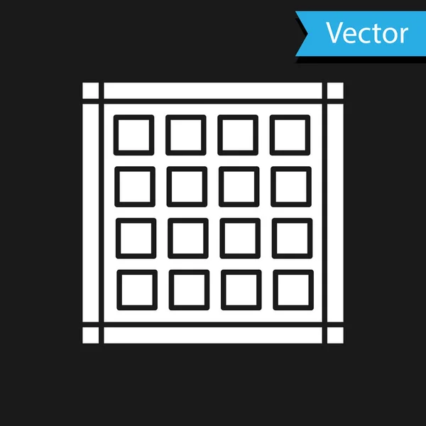 Icono blanco de servilleta a cuadros aislado sobre fondo negro. Ilustración vectorial — Vector de stock