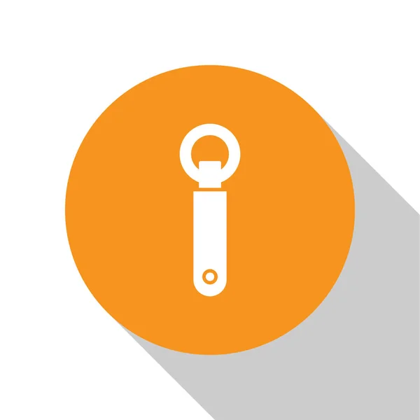 White Bottle opener icon isolated on white background. Orange circle button. Vector Illustration — 스톡 벡터