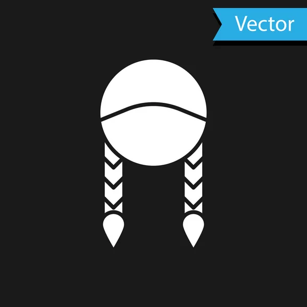 Icono de trenza blanca aislado sobre fondo negro. Ilustración vectorial — Vector de stock