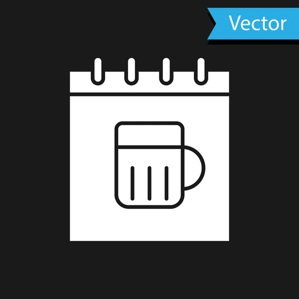 Dia de São Patricks branco com ícone de calendário isolado no fundo preto. Símbolo de trevo de quatro folhas. Data 17 de Março. Ilustração vetorial — Vetor de Stock