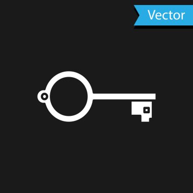 Siyah arkaplanda izole edilmiş oyun simgesi için Beyaz Eskiler anahtarı. Vektör İllüstrasyonu